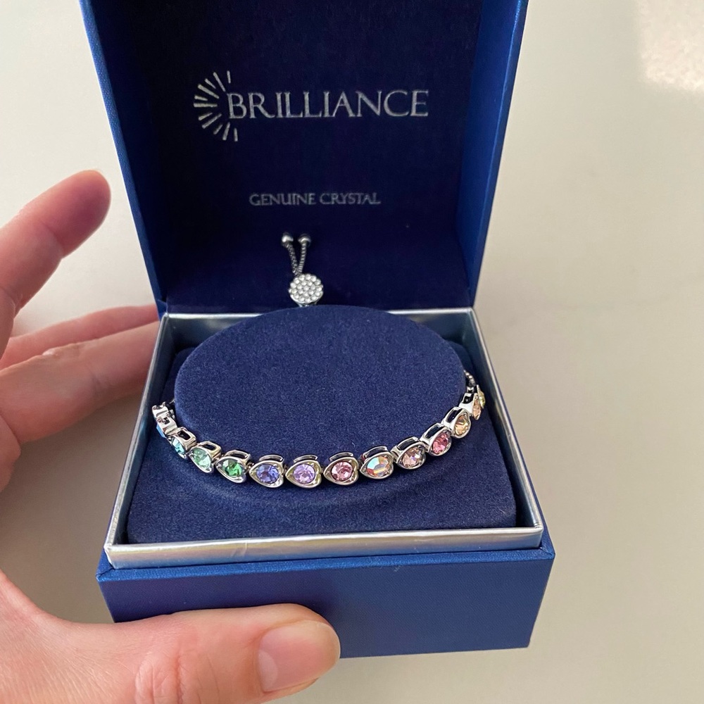Multicolored crystal silver bracelet NEW
